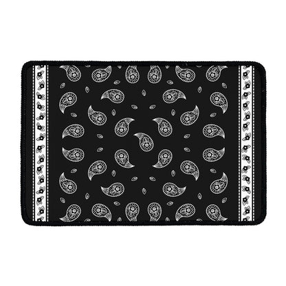 Black And White Bandana Print Kitchen Mat