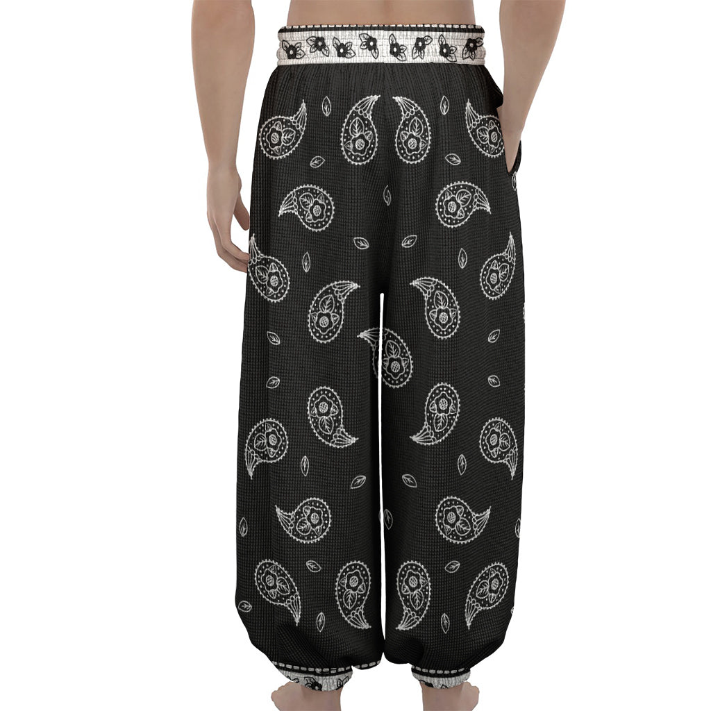 Black And White Bandana Print Lantern Pants