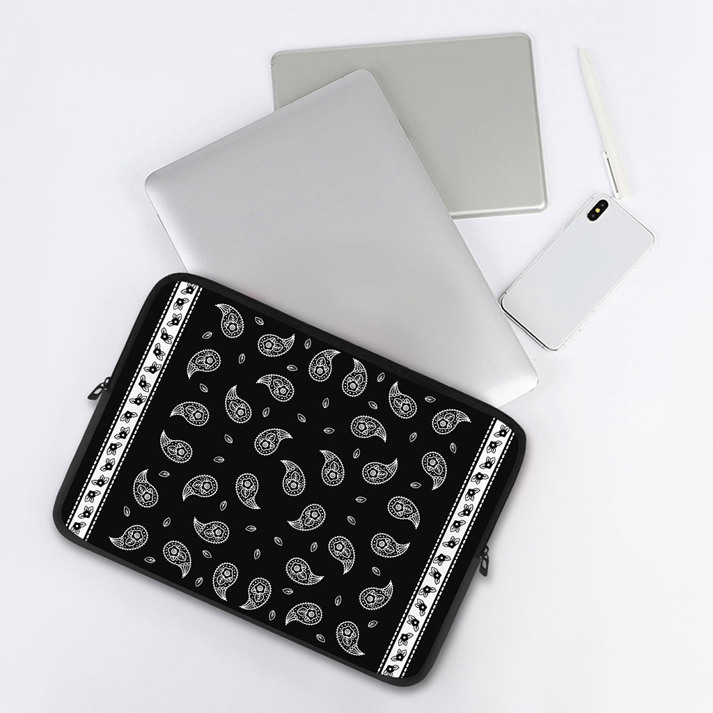 Black And White Bandana Print Laptop Sleeve