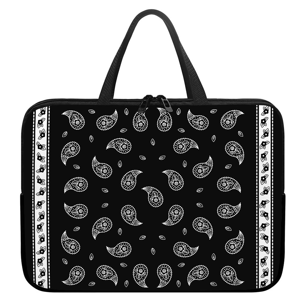 Black And White Bandana Print Laptop Sleeve With Handle