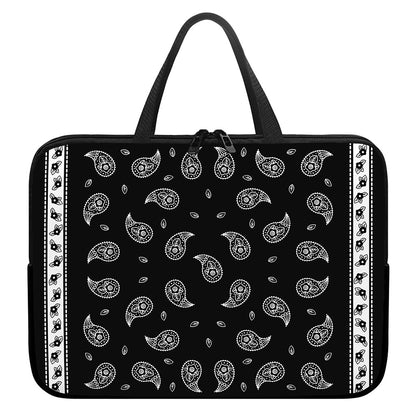 Black And White Bandana Print Laptop Sleeve With Handle