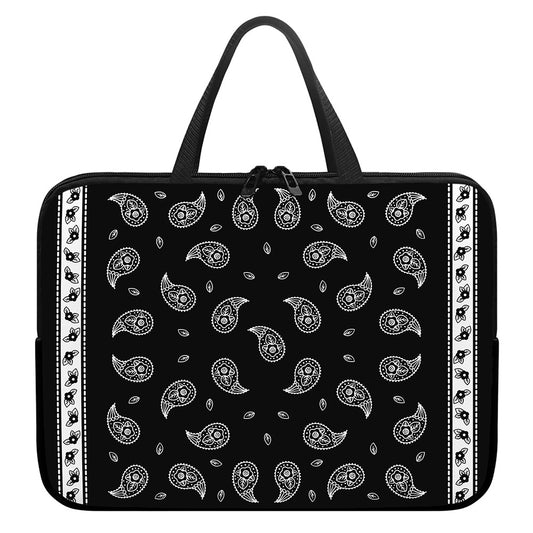 Black And White Bandana Print Laptop Sleeve With Handle