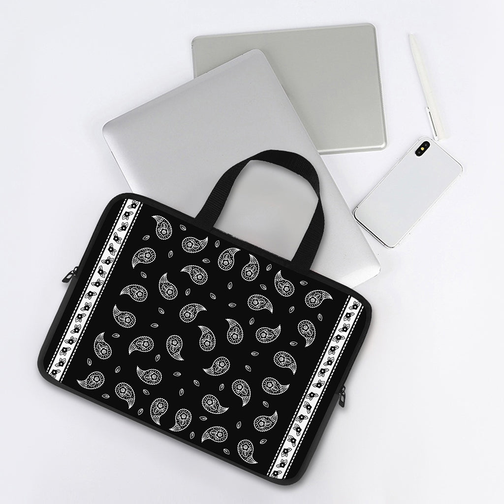 Black And White Bandana Print Laptop Sleeve With Handle