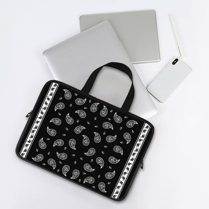 Black And White Bandana Print Laptop Sleeve With Handle
