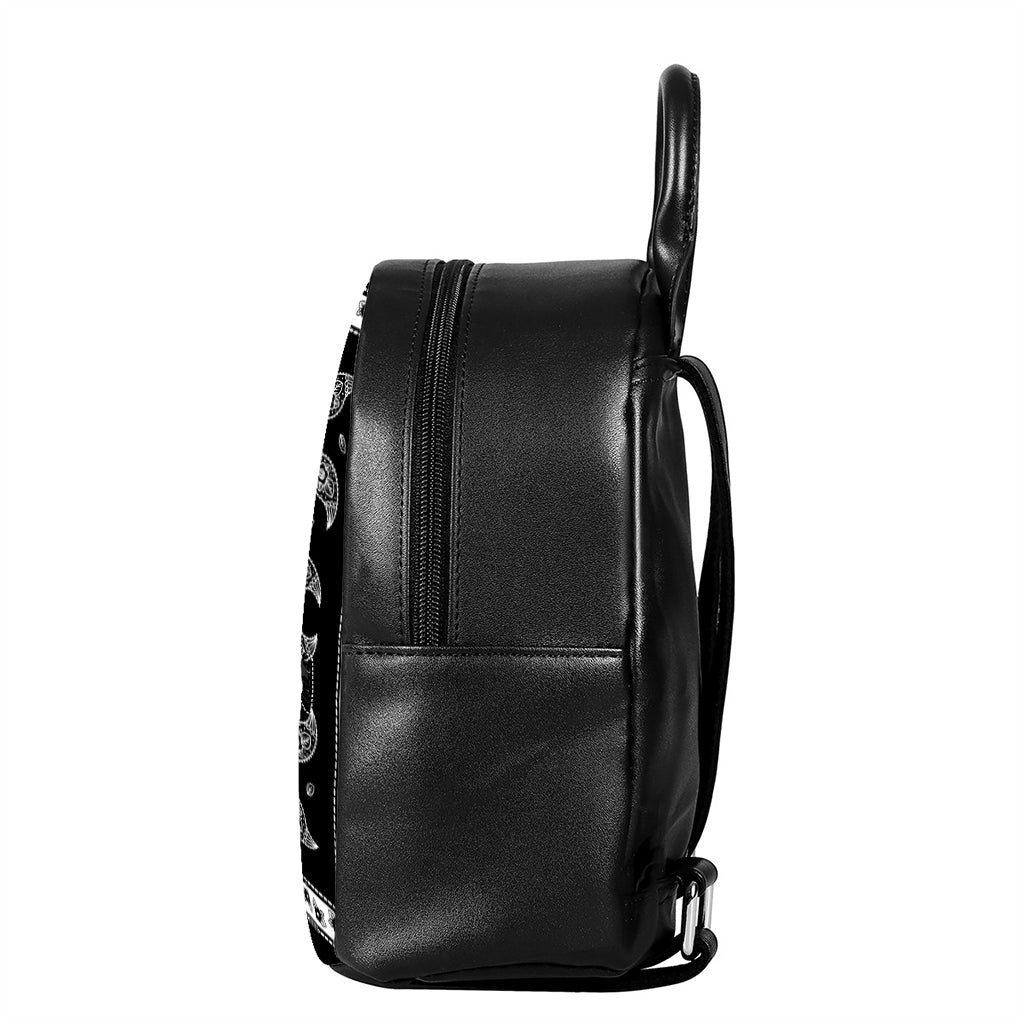 Black And White Bandana Print Leather Backpack