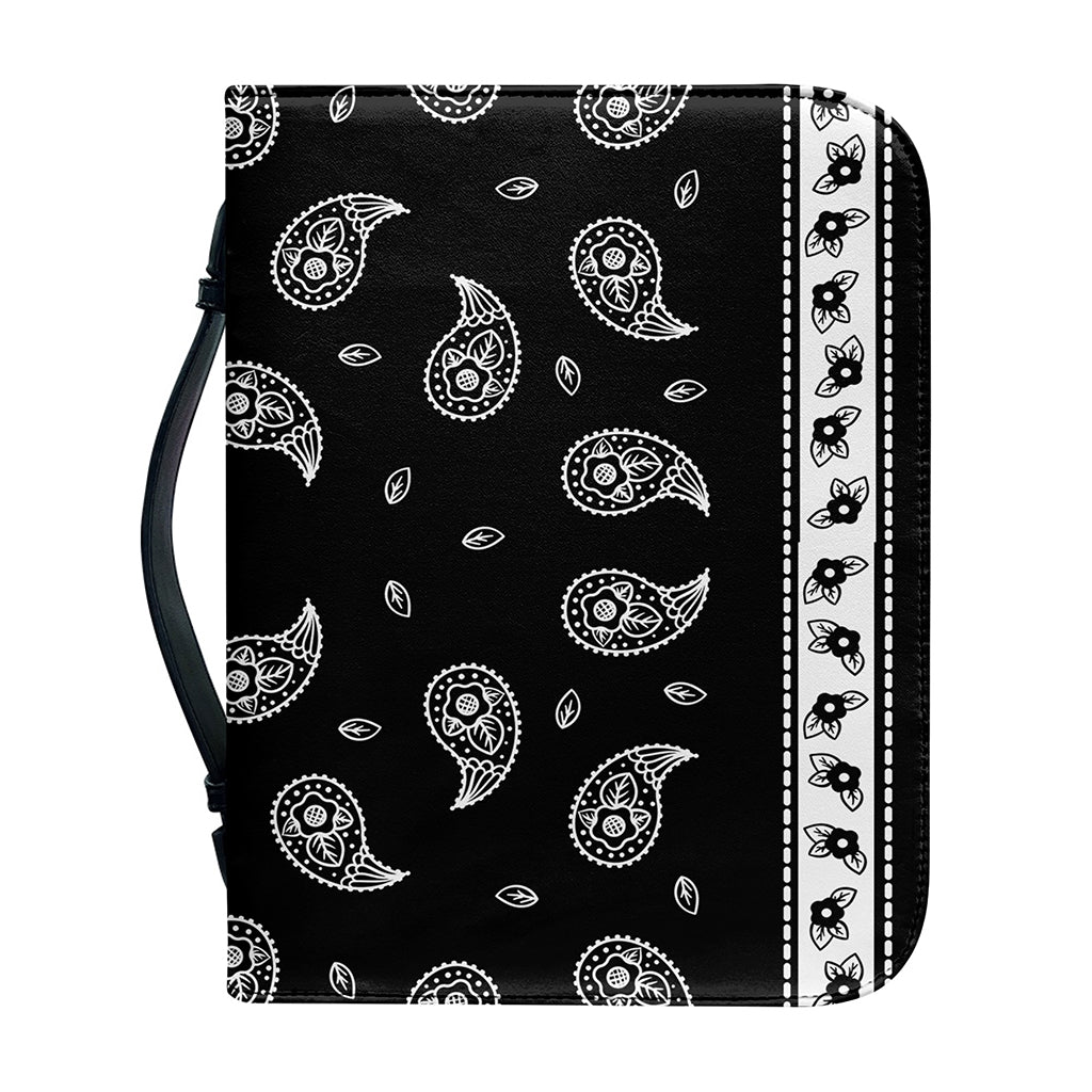 Black And White Bandana Print Leather Bible Cover