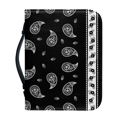 Black And White Bandana Print Leather Bible Cover
