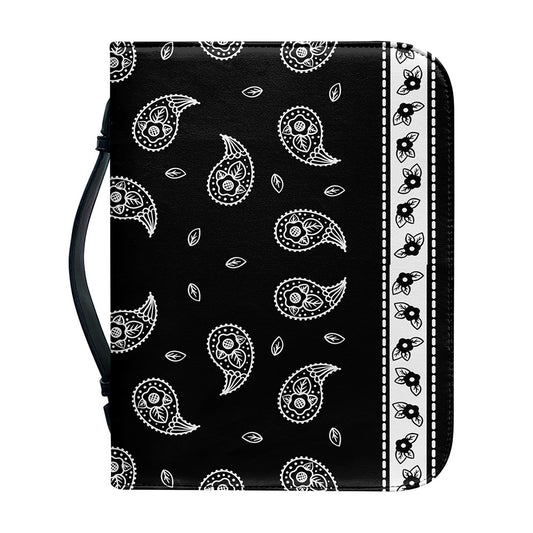 Black And White Bandana Print Leather Bible Cover