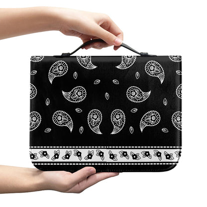 Black And White Bandana Print Leather Bible Cover