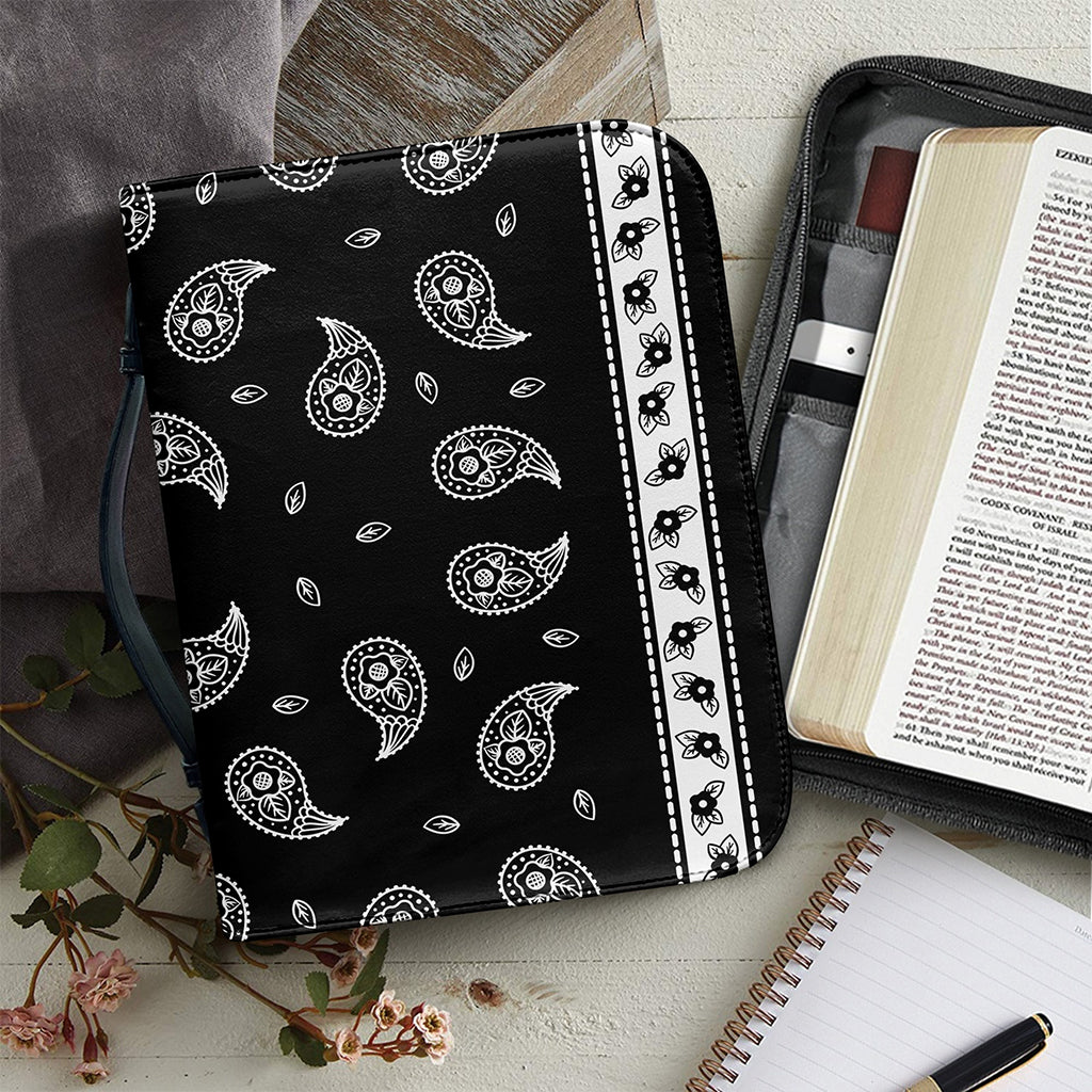 Black And White Bandana Print Leather Bible Cover