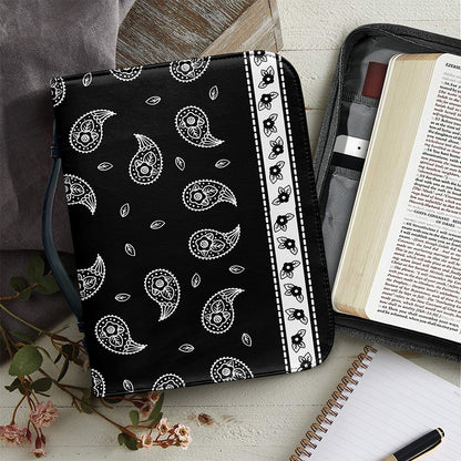 Black And White Bandana Print Leather Bible Cover