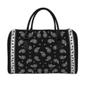 Black And White Bandana Print Leather Duffel Bag