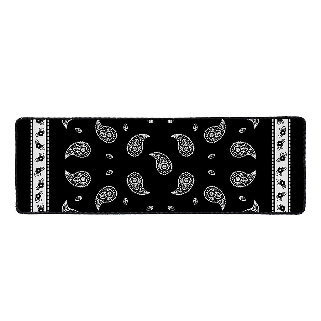 Black And White Bandana Print Long Kitchen Mat