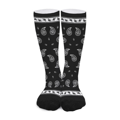 Black And White Bandana Print Long Socks