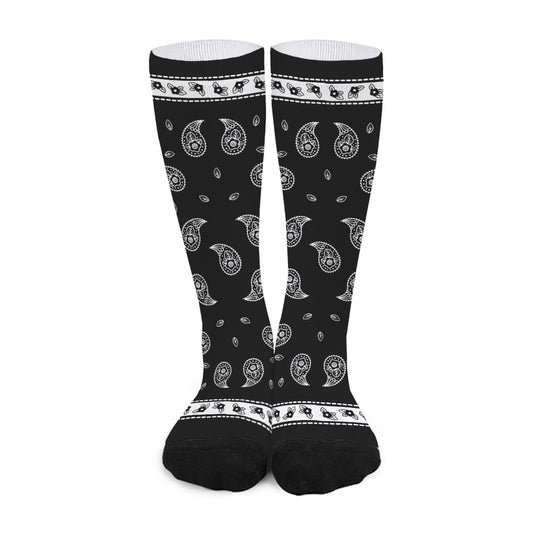 Black And White Bandana Print Long Socks