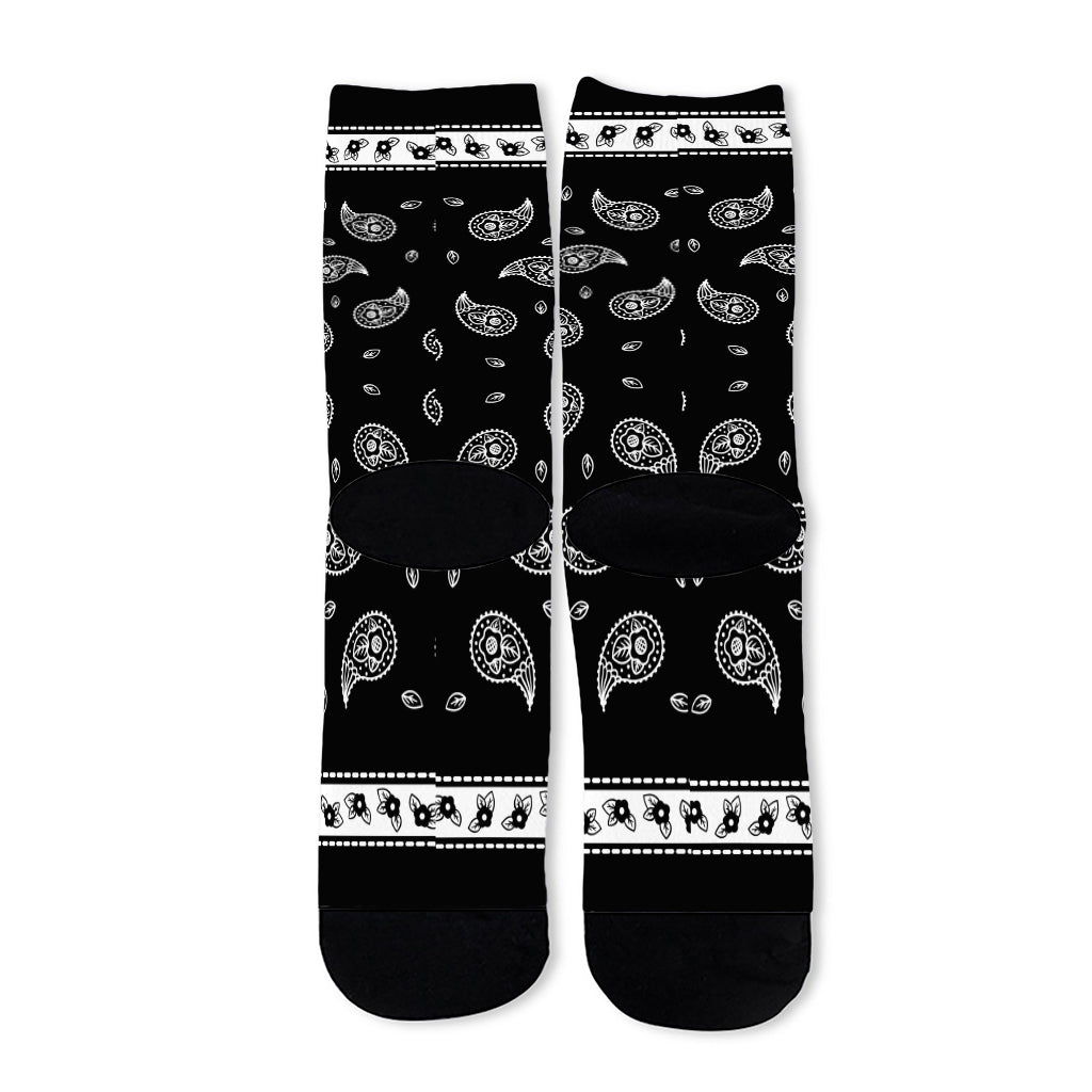 Black And White Bandana Print Long Socks
