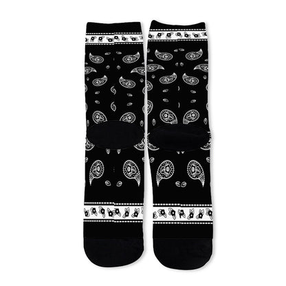 Black And White Bandana Print Long Socks