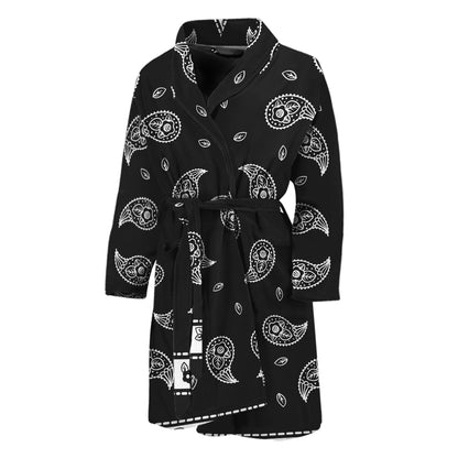 Black And White Bandana Print Men's Bathrobe