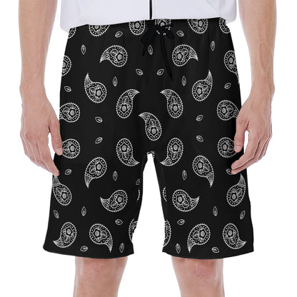 Black And White Bandana Print Men's Beach Shorts