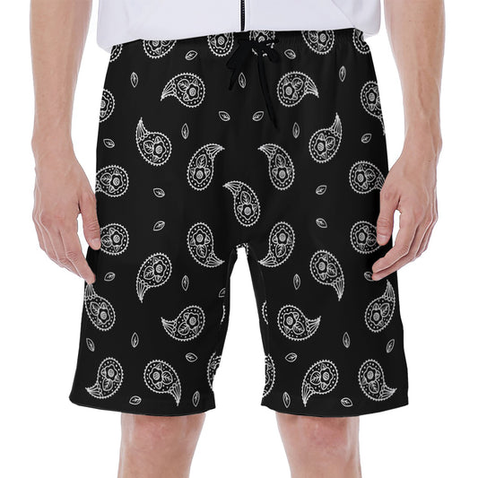 Black And White Bandana Print Men's Beach Shorts