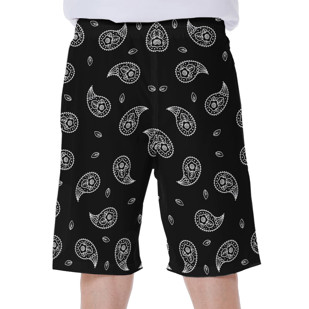 Black And White Bandana Print Men's Beach Shorts