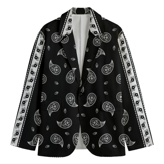 Black And White Bandana Print Men's Blazer