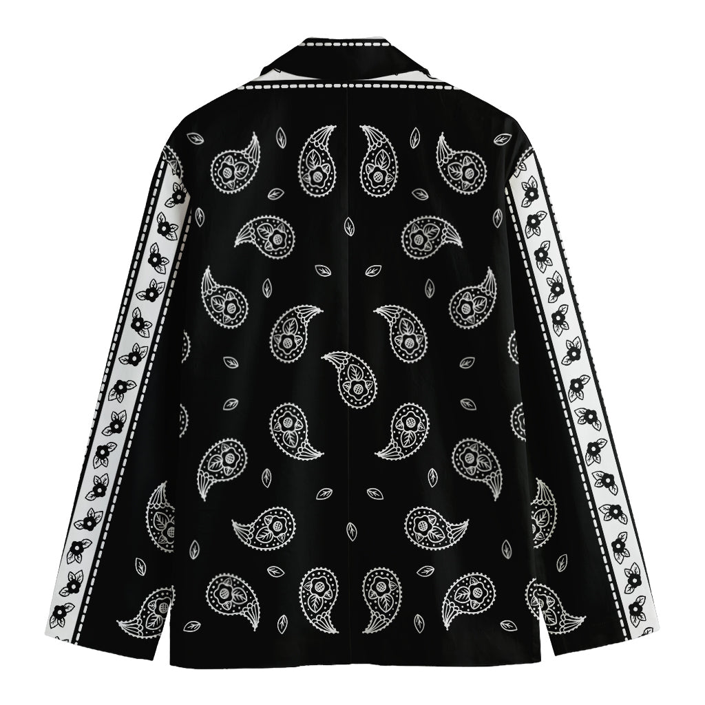 Black And White Bandana Print Men's Cotton Blazer