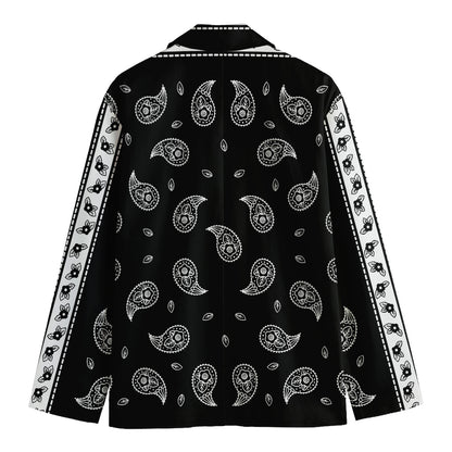 Black And White Bandana Print Men's Cotton Blazer