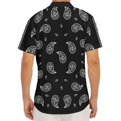 Black And White Bandana Print Men's Deep V-Neck Shirt