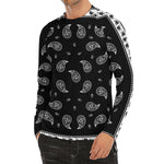 Black And White Bandana Print Men's Long Sleeve Rash Guard