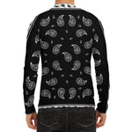 Black And White Bandana Print Men's Long Sleeve Rash Guard