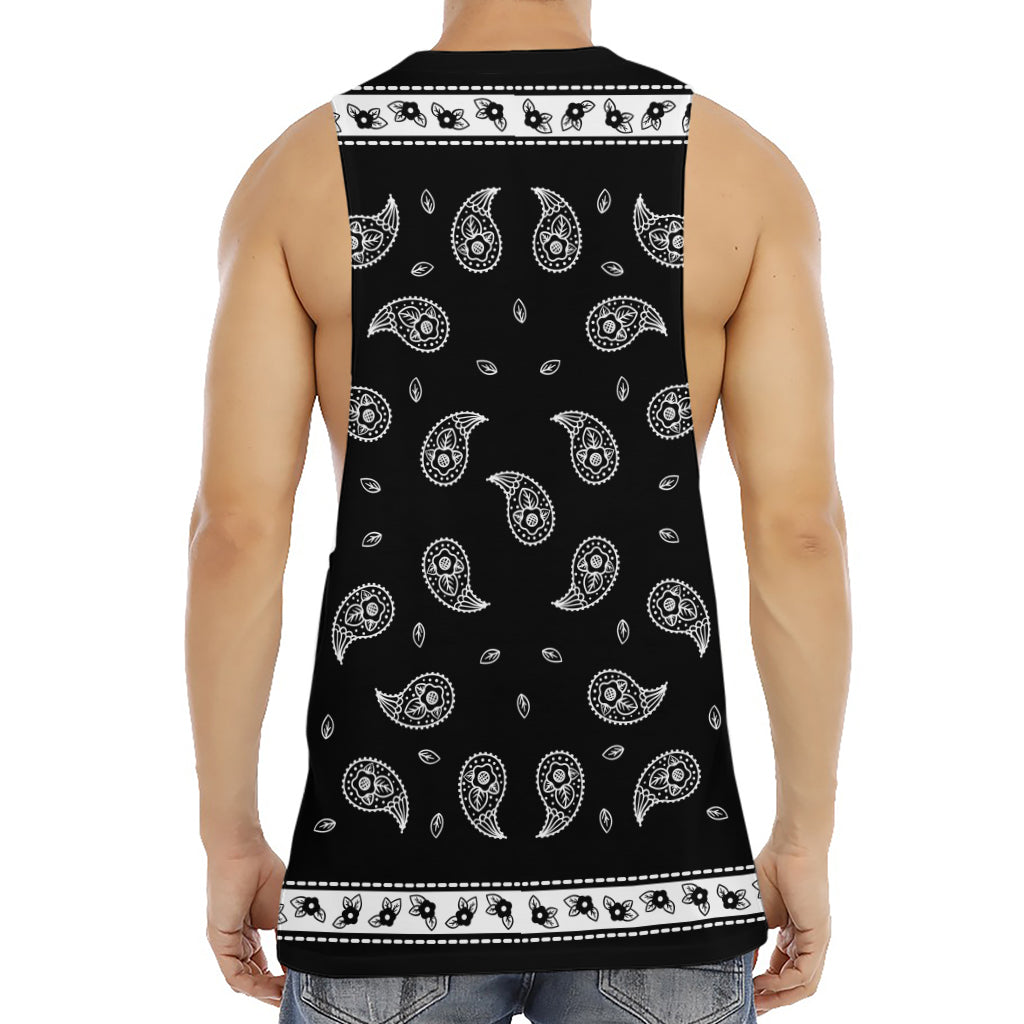 Black And White Bandana Print Men's Muscle Tank Top