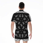 Black And White Bandana Print Men's Rompers