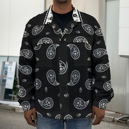 Black And White Bandana Print Men's Shirt Jacket