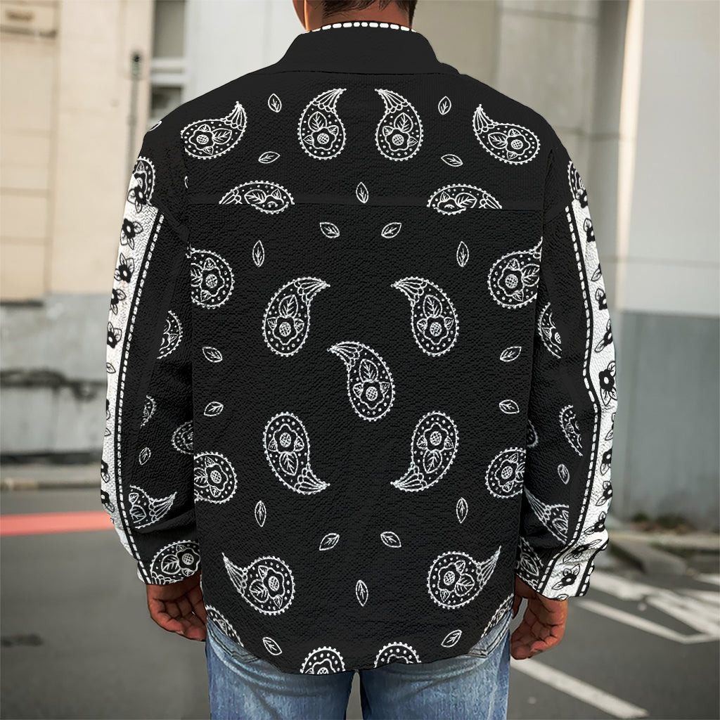 Black And White Bandana Print Men's Shirt Jacket