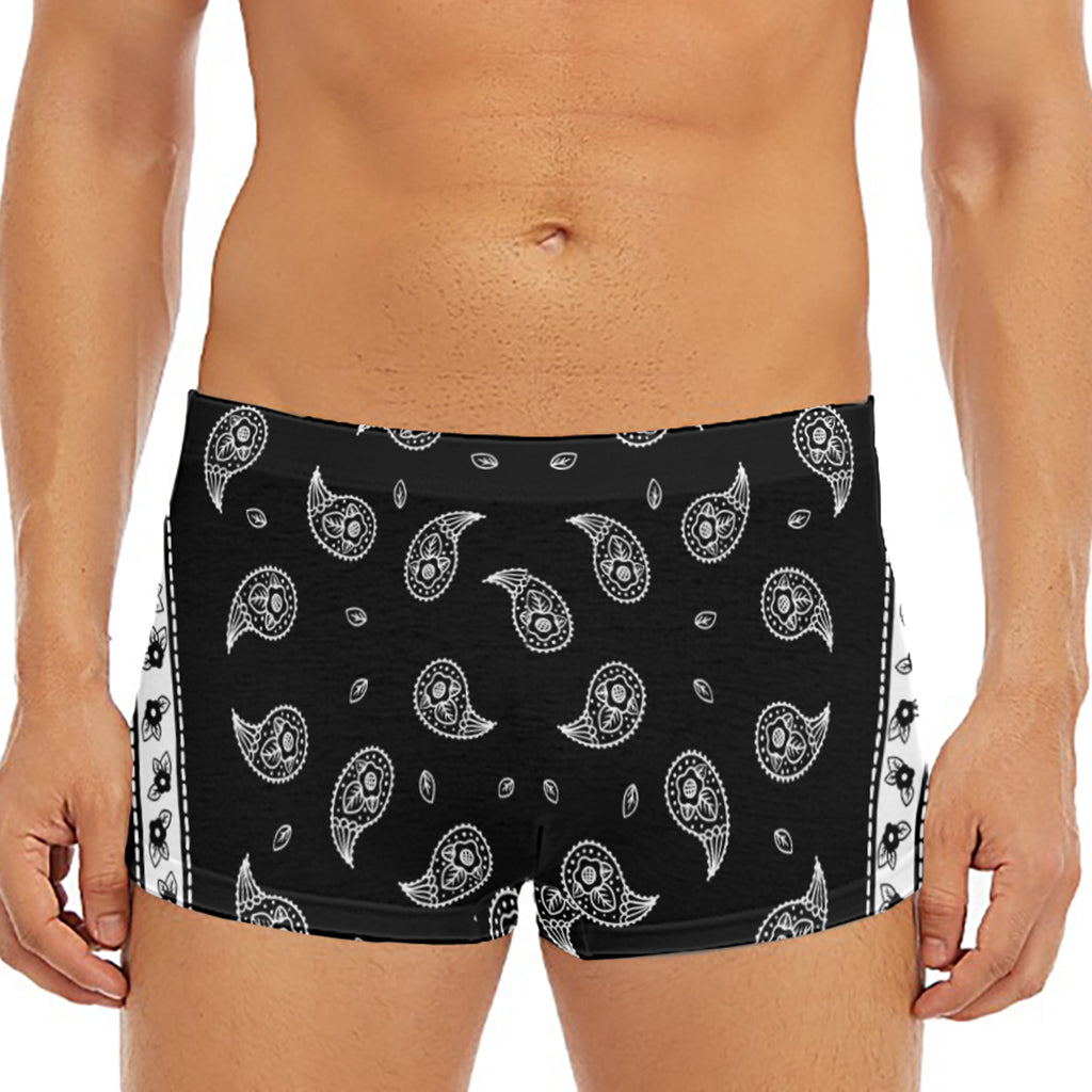 Black And White Bandana Print Men's Short Boxer Briefs