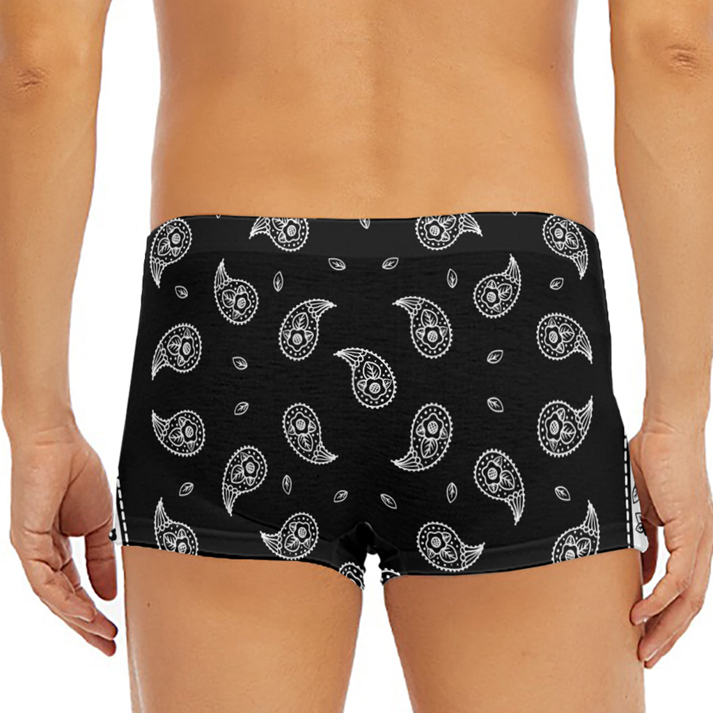 Black And White Bandana Print Men's Short Boxer Briefs