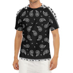 Black And White Bandana Print Men's Short Sleeve Rash Guard