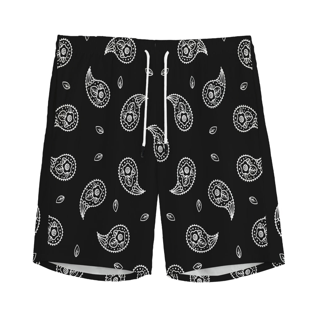 Black And White Bandana Print Men's Sports Shorts