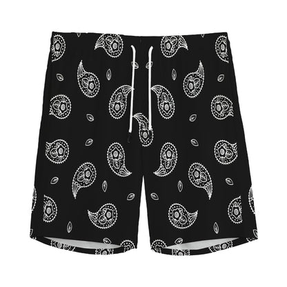Black And White Bandana Print Men's Sports Shorts