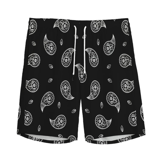 Black And White Bandana Print Men's Sports Shorts