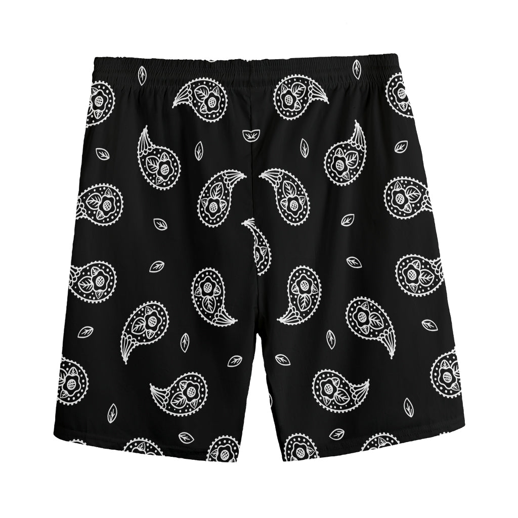 Black And White Bandana Print Men's Sports Shorts
