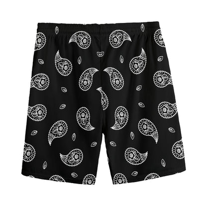 Black And White Bandana Print Men's Sports Shorts