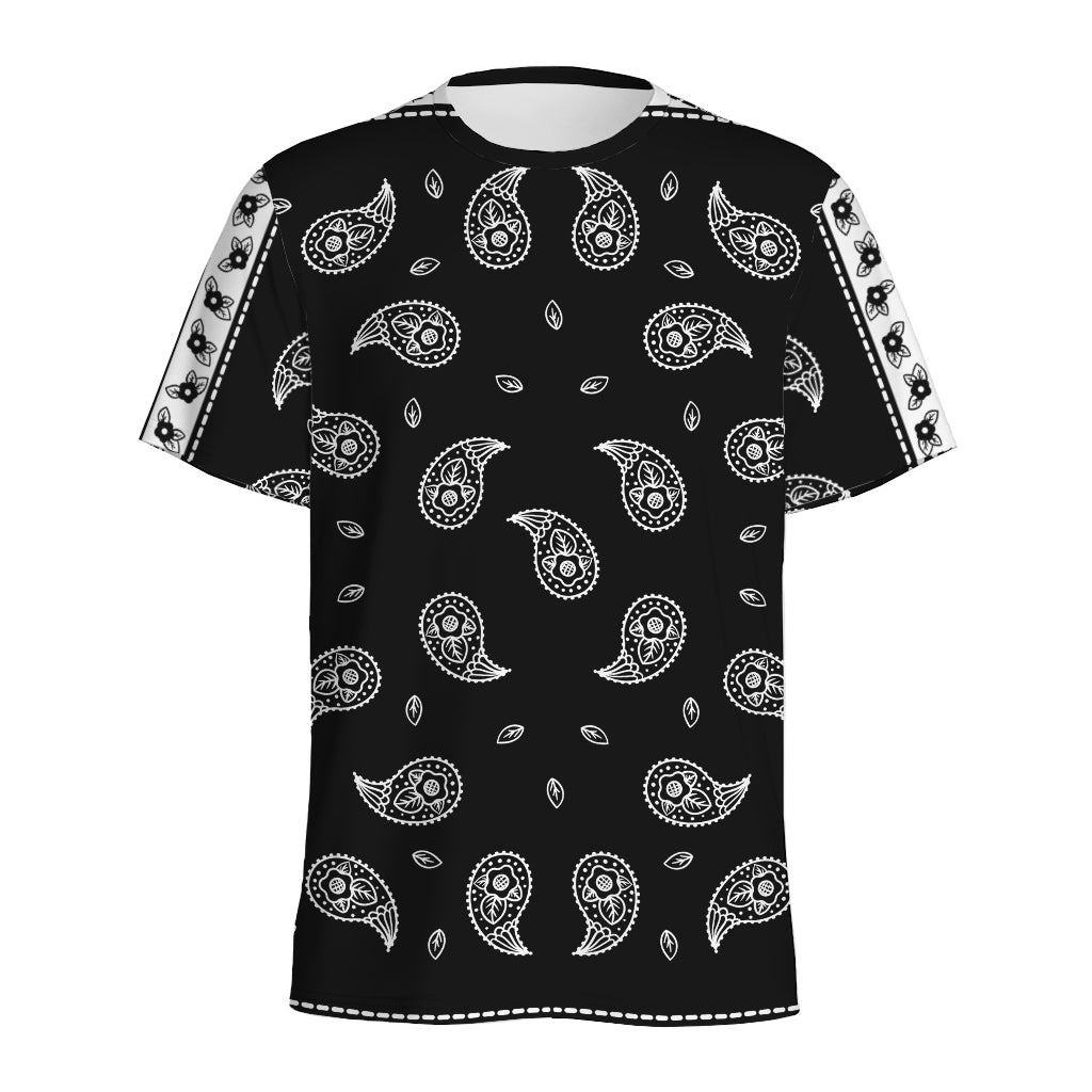 Black And White Bandana Print Men's Sports T-Shirt