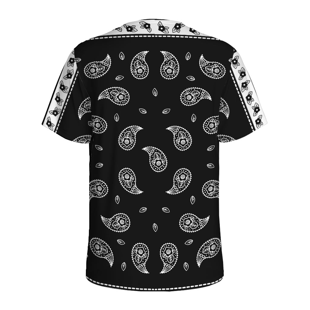 Black And White Bandana Print Men's Sports T-Shirt