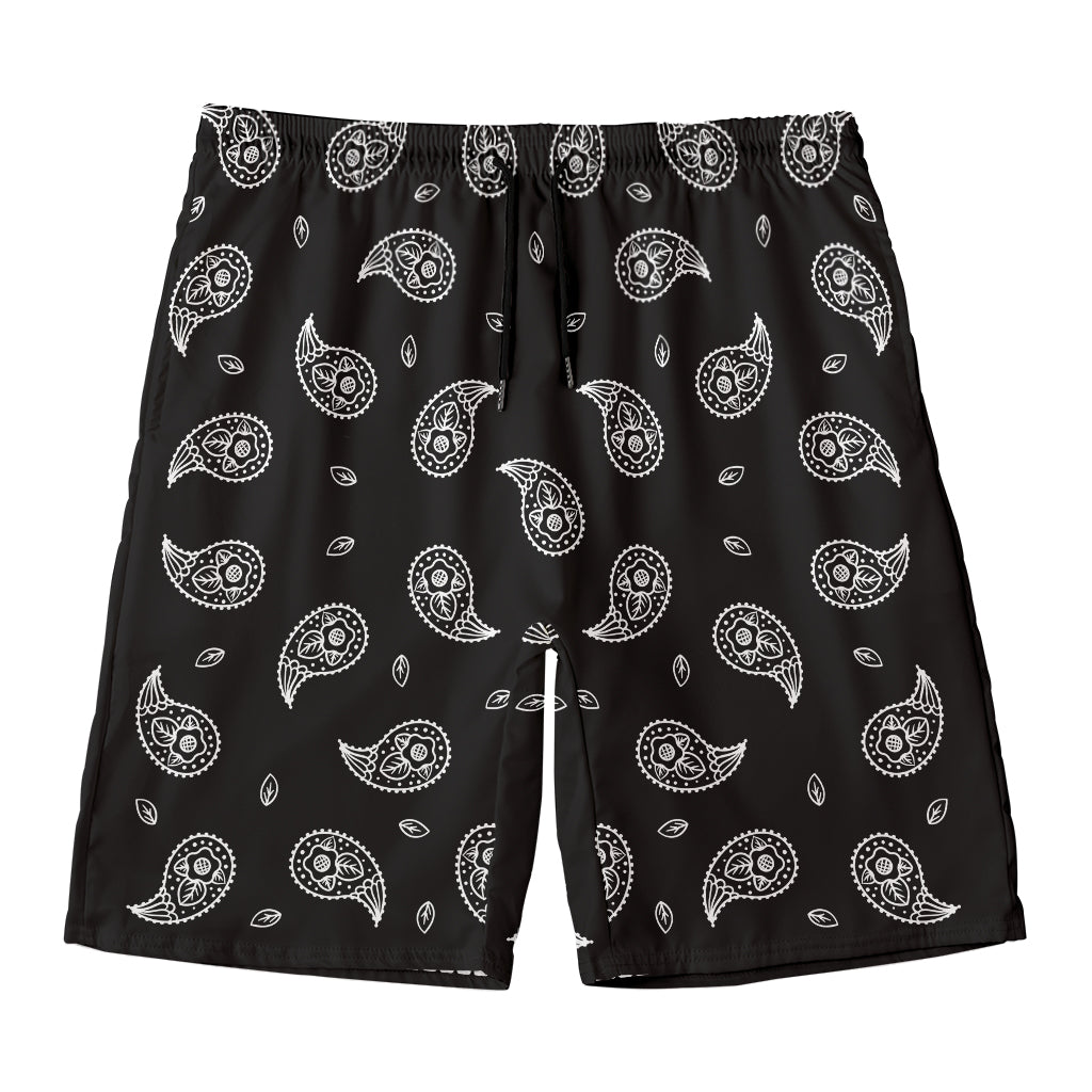 Black And White Bandana Print Men's Swim Trunks