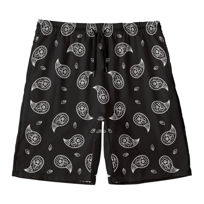 Black And White Bandana Print Men's Swim Trunks