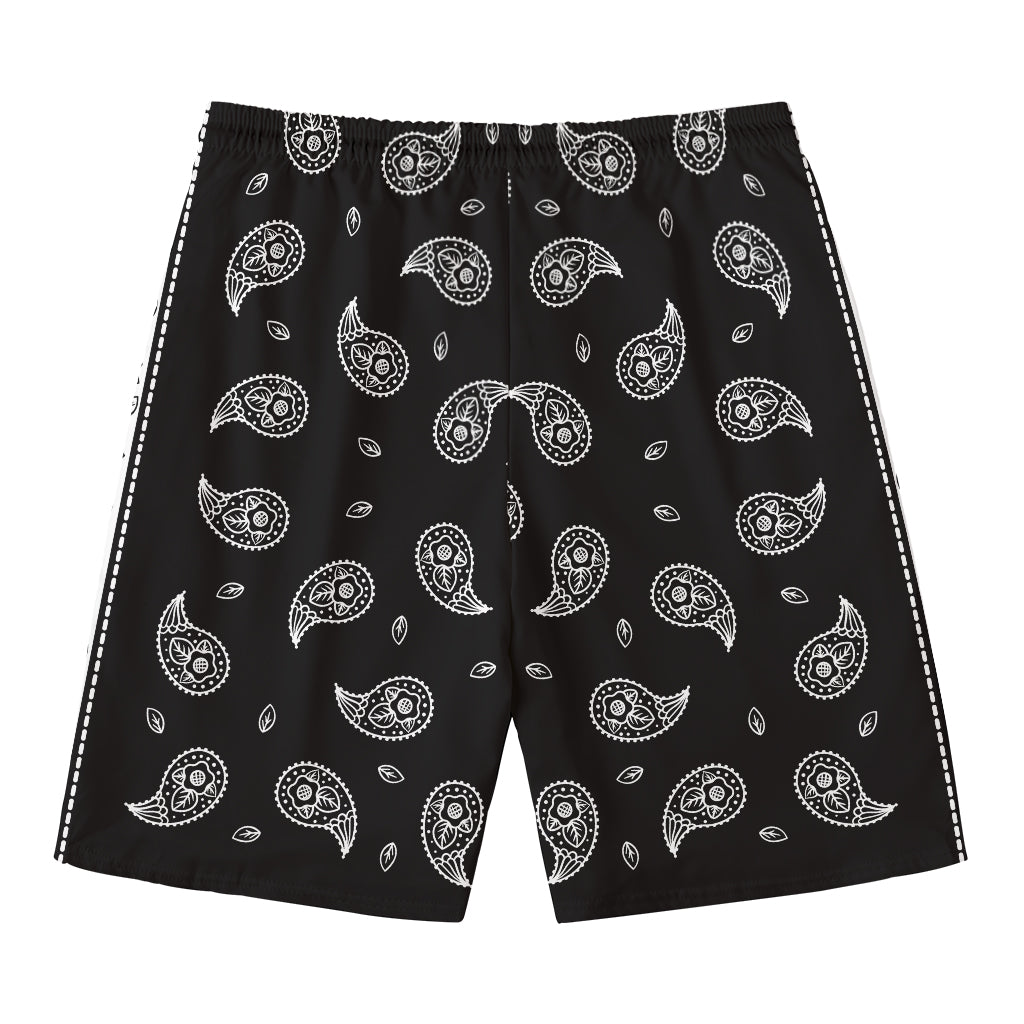 Black And White Bandana Print Men's Swim Trunks
