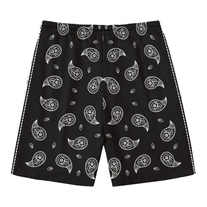 Black And White Bandana Print Men's Swim Trunks