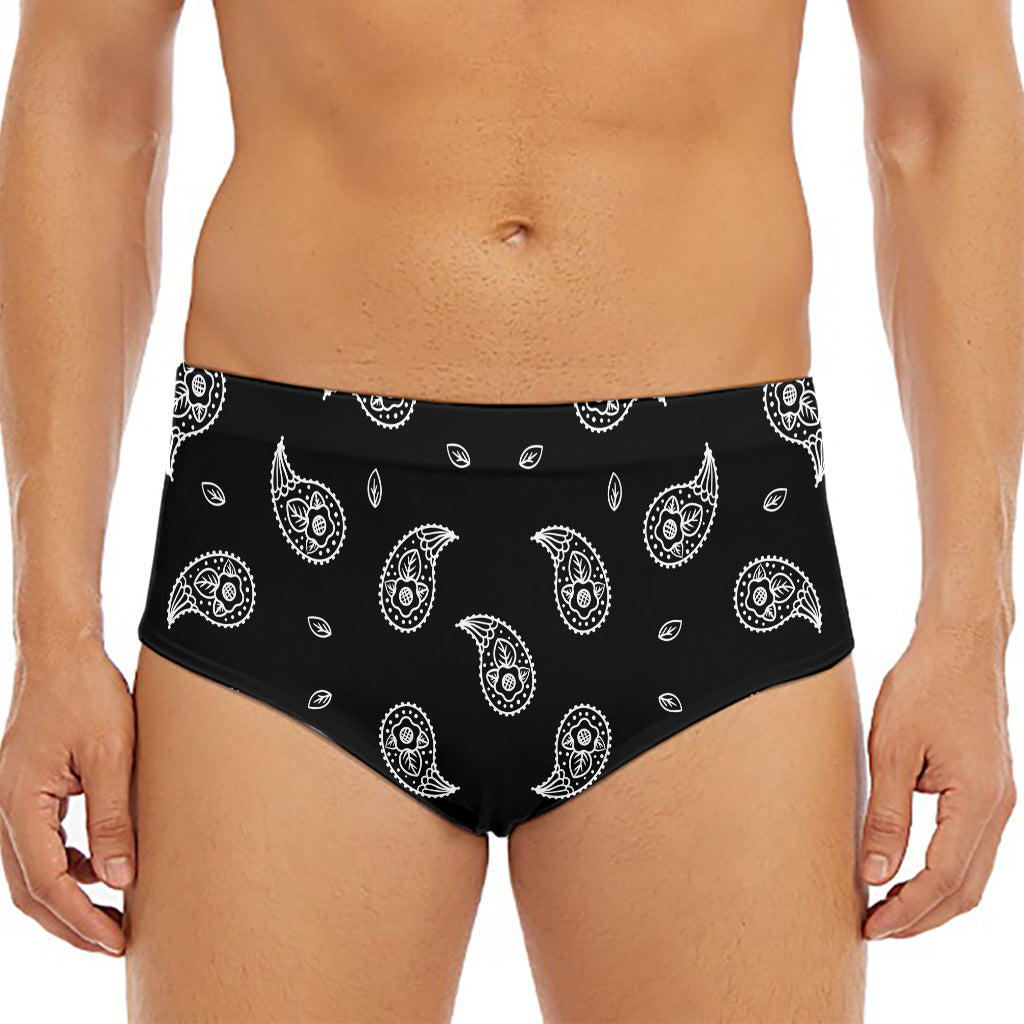 Black And White Bandana Print Men's Triangle Swim Briefs